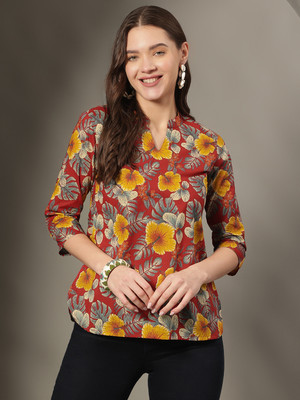 Janakdulari Creation Formal Printed Women Red Top