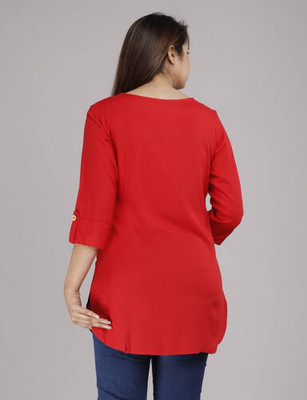 Nupur Fashion Casual Solid Women Red Top