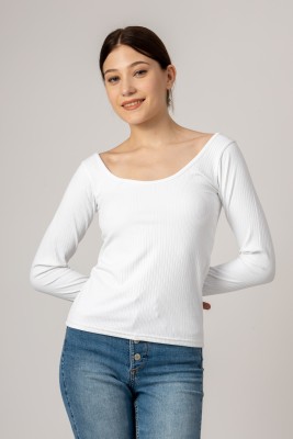 PYR8 Casual Solid Women White Top