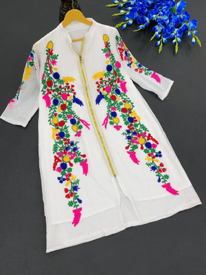 PRATYAM FASHION Party Embroidered, Self Design, Embossed Women White Top