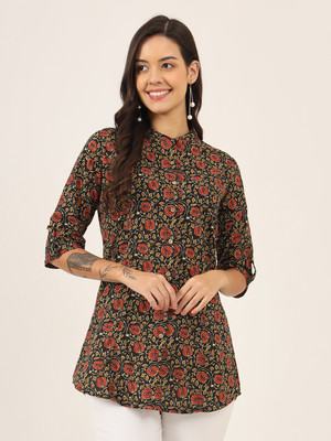 DIVENA Women Floral Print A-line Kurta(Green)