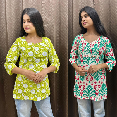 EthniWa Casual Printed Women Multicolor Top
