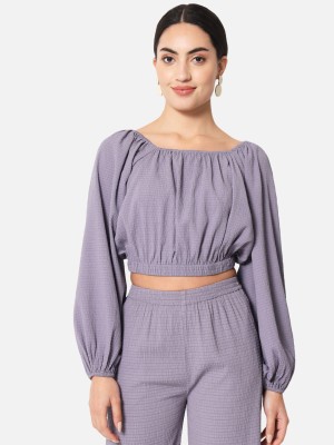 ALL WAYS YOU Casual Solid Women Purple Top
