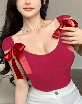 Sovi fashion Casual Solid Women Red Top