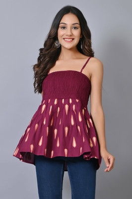 VYMO Casual Printed Women Purple Top