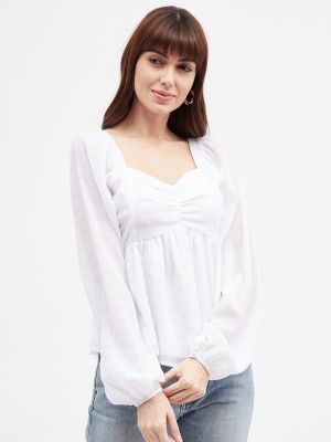 HARPA Casual Self Design Women White Top