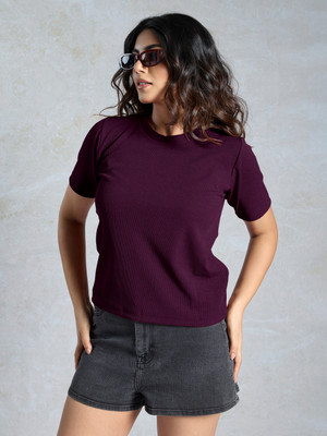 Dressberry Casual Solid Women Purple Top