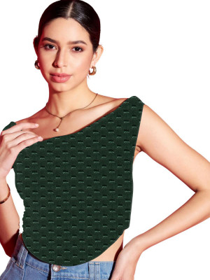 jovo Casual Solid Women Dark Green Top