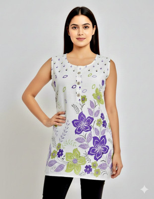 Sample Casual Floral Print Women Purple Top