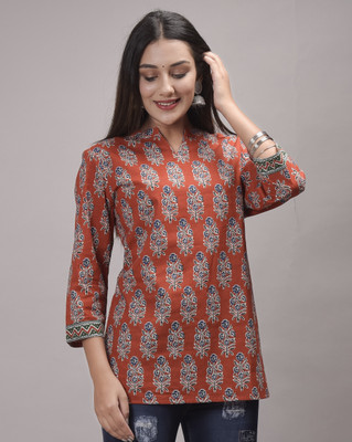 Divastri Women Printed Straight Kurta(Brown)