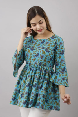 Shyam Handicraft Women Printed A-line Kurta(Black)