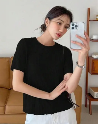 GlamsyStyle Party Solid Women Black Top