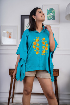 LetsDressUp Casual Printed Women Light Blue Top