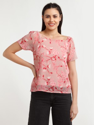 Zink London Casual Printed Women Pink Top