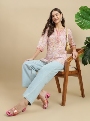 Janakdulari Creation Formal Floral Print Women Pink Top