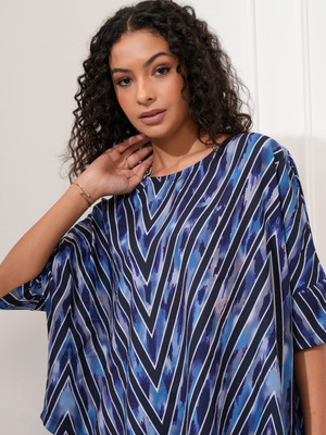 Tokyo Talkies Casual Printed Women Blue Top