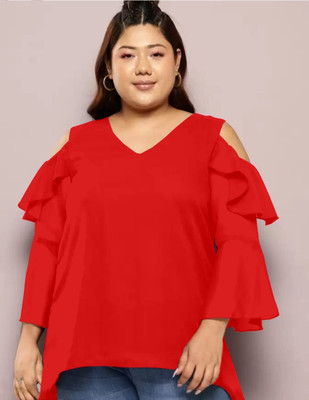 AFASION Party Self Design Women Red Top
