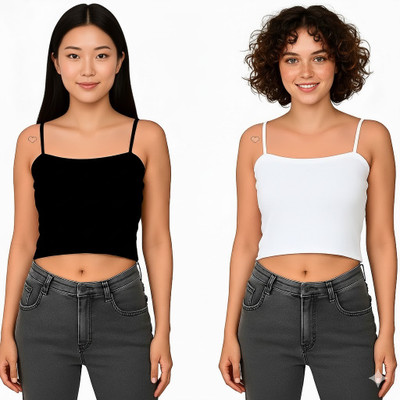 MIXFIT Casual Solid Women White, Black Top