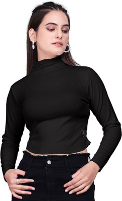 Dholakiya Empire Vibe LLP Casual Solid Women Black Top
