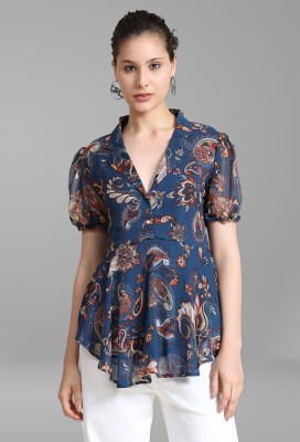 KERI PERRY Casual Printed Women Blue Top