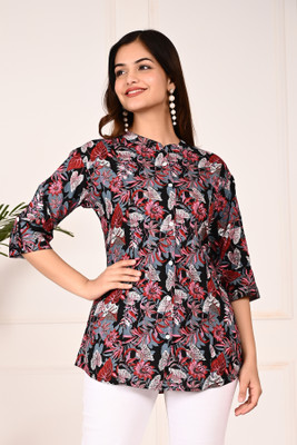 Gudwear Casual Printed Women Black Top