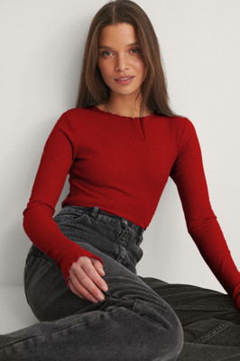 Redamancii Casual Solid Women Maroon Top