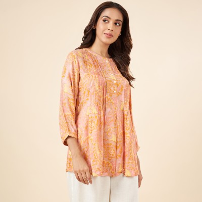 Akkriti by Pantaloons Casual Printed Women Pink, Gold Top