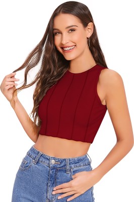 Inu Fashion Casual Solid Women Maroon Top