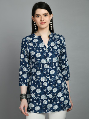 Meesan Casual Printed Women Blue Top