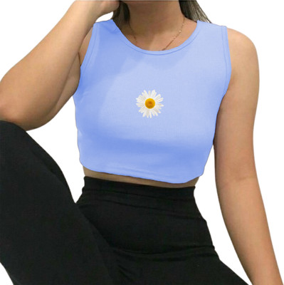 Fashion And Youth Casual Printed Women Light Blue Top