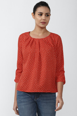 VAN HEUSEN Casual Printed Women Red Top