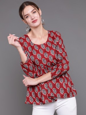 Antaran Casual Printed Women Maroon Top