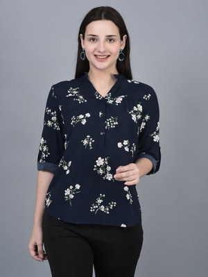 Canoe Casual Printed Women Dark Blue Top