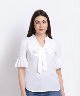 La Zoire Casual Solid Women White Top