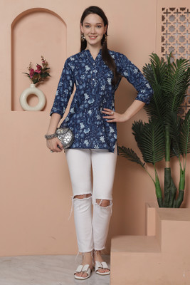 Aaradhya Fashion Party Printed Women Blue Top