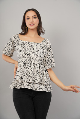RAAVE Party Printed Women White Top