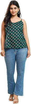 Anurang Casual Printed Women Green Top