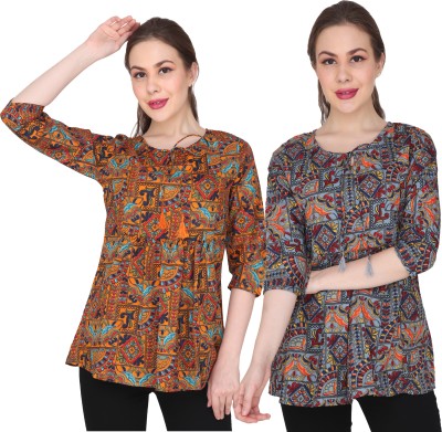 CRISTY FASHION Casual Printed Women Multicolor Top