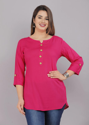 Bhiterwal Casual Solid Women Pink Top