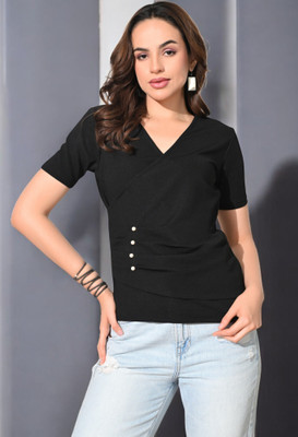 Arbiter Collection Casual Solid Women Black Top