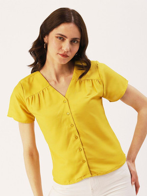 Dressberry Casual Solid Women Yellow Top