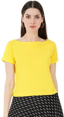 MedleyHues Casual Solid Women Yellow Top