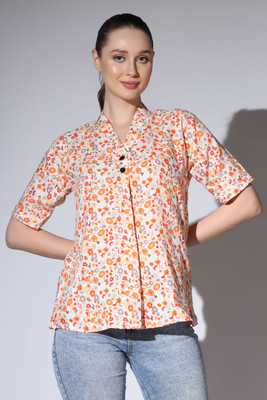 Leriya Fashion Casual Printed Women Beige Top