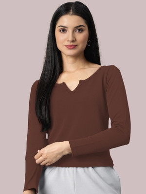 NAVYANKAA Casual Solid Women Brown Top