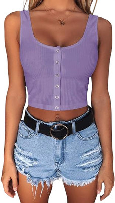 Nxtwin Casual Self Design Women Purple Top