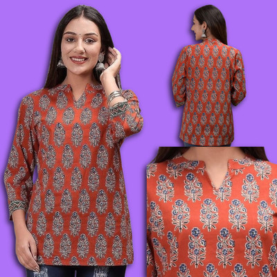 COZKE ENTERPRISE Casual Printed Women Orange Top