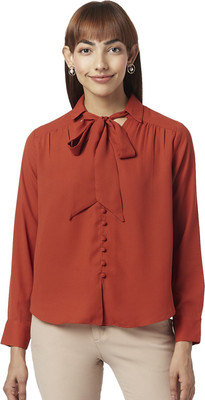 Annabelle by Pantaloons Casual Solid Women Orange Top