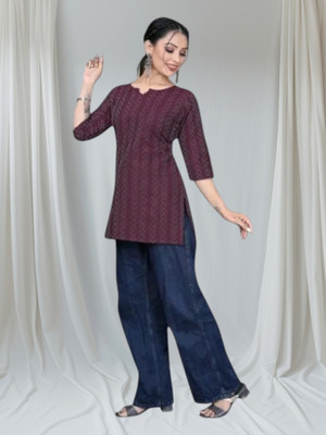 Texpaz Women Solid Anarkali Kurta(Purple)