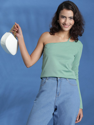 KOTTY Casual Solid Women Green Top