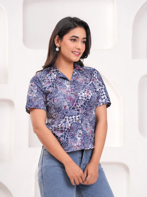 Labhanshi Creation Casual Printed Women Blue Top